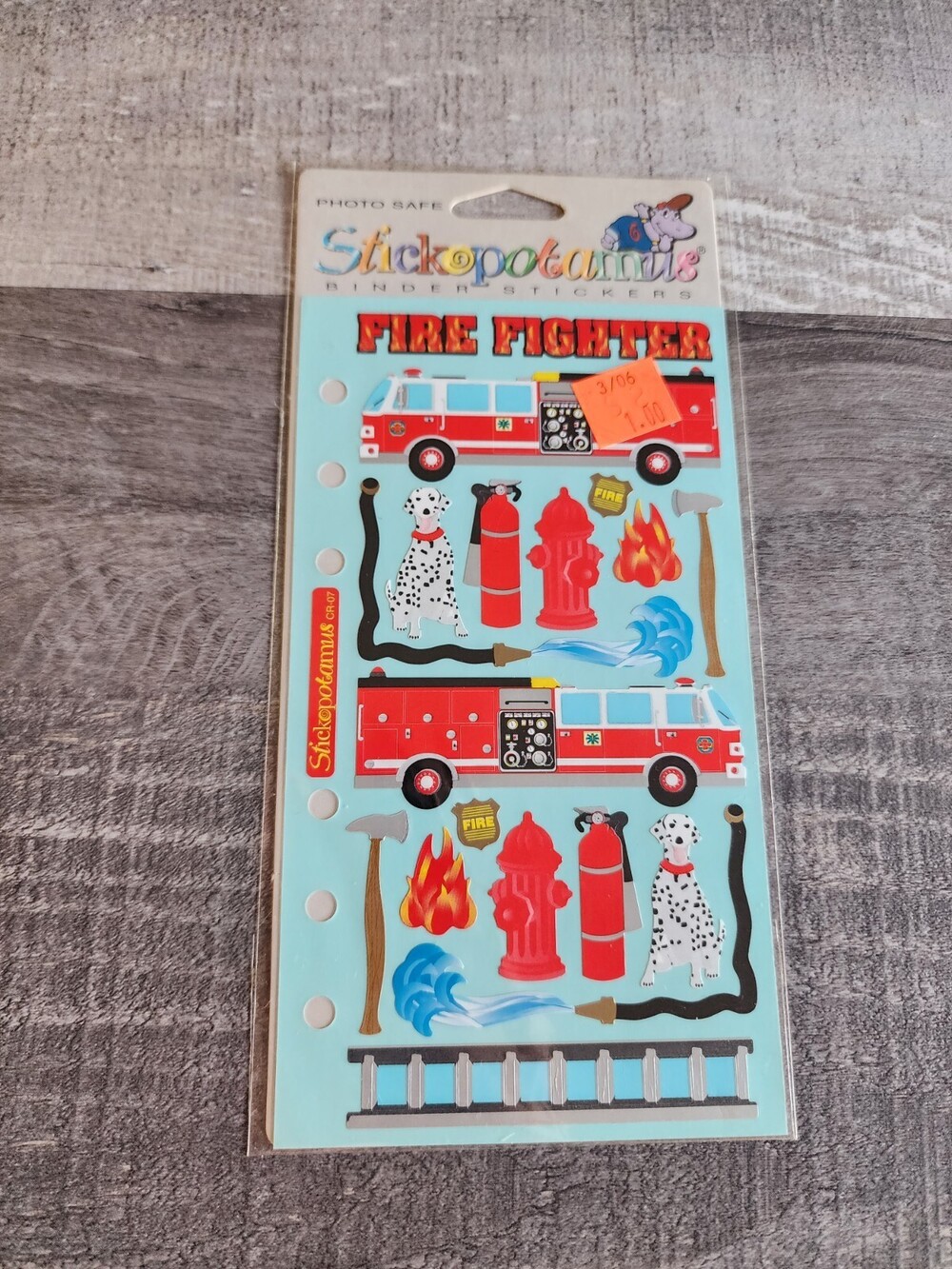 Scrapbooking Stickopotamus Fire Fighter Fire Truck Binder Stickers RETIRED #38